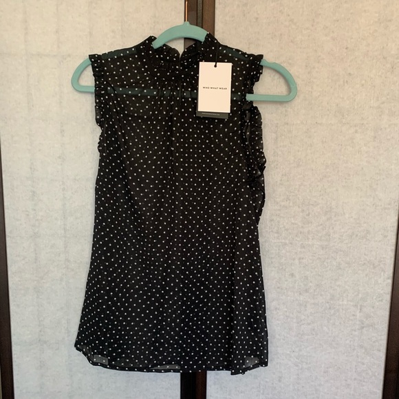 Who What Wear Tops - 💋Black and white polkadot dress top